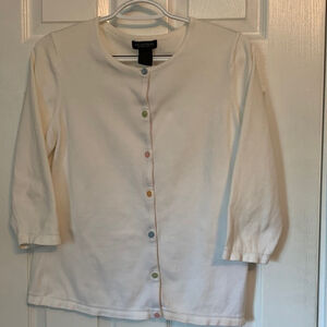 Parkhurst Lightweight cotton off white cardigan sweater medium